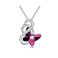 aoboco collier pendentif papillon en argent sterling 925, cadeau de bijoux papillon pour femmes fille maman (violette)