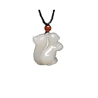 phonme collier d'écureuil en jade blanc avec pendentif en jade hetian naturel avec certificat accessoires de mode