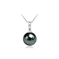 giobel exquis or 18k perle collier ajustable chaîne noir perle de tahiti pendentif collier, 10-11mm