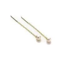 boucles d'oreilles chainettes avec perles de culture en or jaune 9 carats
