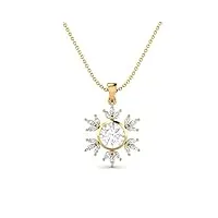 mooneye 925 sterling silver 10mm rond moissanite diamant collier pendentif fleur élégant pour femme (vermeil d'or)