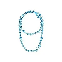 colours & beauty long collier femme coquilles bleue claire intense et verre | colliers colorés d’été | collier coquilles | collier d’été pour femmes | collier coloré femme | collier coquillages