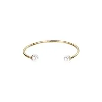 skagen women's agnethe pearl and gold-tone stainless steel cuff bracelet (model: skj1723710)
