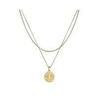 kuzzoi collier pour homme en argent sterling 925 plaqué or avec pendentif boussole (25 mm), argent sterling or