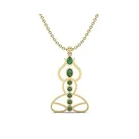 mooneye 2.45 cts emeraude pendentif de yoga en pierres précieuses 925 argent sterling bijoux collier pendentif méditation sept chakras (vermeil d'or)