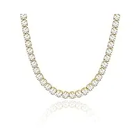 kissyan collier de tennis pour femme, plaqué or blanc 14 carats avec diamant en oxyde de zirconium baguette, collier ras du cou épais, bijoux délicats cadeaux, cuivre, zircone cubique, diamant