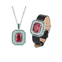 obcpd 925 argent véritable 14 * 16mm ruby pendentif colliers ensembles de bijoux en pierres précieuses pour femmes