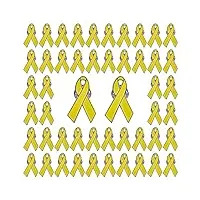 wandic Épingles à ruban jaune en métal, 50 pièces 1.18 * 0.7 pouces argent dos sacrum os cancer sensibilisation Émail bijoux broches pour le mouvement de soutien