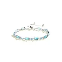 bellitia jewelry bracelet extensible en argent fin 925 pour femme fille, bracelet avec pierres précieuses en couleur topaze bleue, ensemble parure de bijoux cadeau d'anniversaire