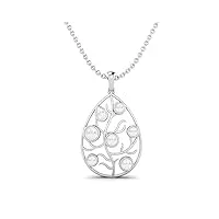 mooneye 2.82 carats perle naturelle forme de poire filigrane ouvert 925 pendentif en argent sterling collier délicat pendentif goutte de larme (argent sterling)