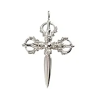 seidayee croix diamant peg puba démon soumettant pilon pendentif 14k or platine collier créatif (or blanc 14k l)