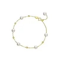 zhou liu fu bracelet en or 18kt pour femmes, bracelet de perles d'eau douce en or 18k bijoux délicats bracelet à maillons en or jaune et or rose pour les adolescentes et les jeunes filles.