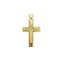 generico pendentif croix en or jaune 18k, 750, avec jÉsu, arrond, longueur 32 mm., 32 mm, or, pas de gemme
