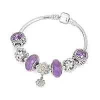 adaga bracelet 925 sterling silver flower charms bracelet purple series charm bracelets compatible avec les femmes style de vacances bijoux en argent
