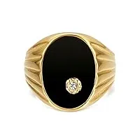 bobijoo jewelry - bague chevalière homme ovale onyx noir diamant 20mm acier inoxydable or doré plaqué - 58 (8 us)