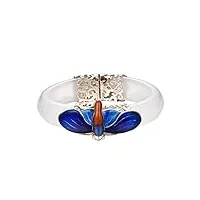 nau bracelet ouverture argent incrusté libellule bleue bracelet calcédoine blanc