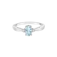 shine jewel 0.50 cts bague tapered shank blue aquamarine solitaire accents or 9k (or blanc, 55)
