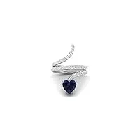 mooneye forme de coeur de 7mm envelopper by-pass anneau de serpent saphir bleu naturel bagues de mariage pour femmes en argent sterling 925 (argent sterling, 60)
