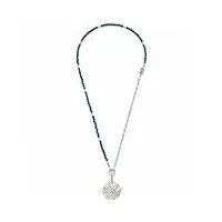 leonardo jewels morina clip&mix 023243 collier femme en acier inoxydable et perles oeil de tigre avec pendentif longueur 64 cm aussi courte chaîne portable bijoux cadeau, 64, acier inoxydable, pas de