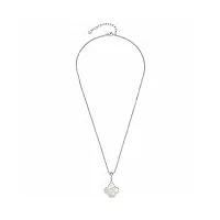 leonardo jewels minelli 023194 collier femme en acier inoxydable avec pendentif trèfle en nacre convient pour gravure longueur 45-50 cm bijoux cadeau, 45, acier inoxydable, pas de gemme