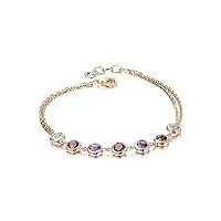 amdxd bracelet en or rose au750 18 carats - pour femme - avec tourmaline ronde - rouge/violet - 2,02 ct - 18,2 cm, or rose 18 carats (750), tourmaline