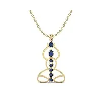 mooneye pendentif saphir bleu yoga 3.17 cts 925 argent sterling bijoux collier pendentif méditation sept chakras, or vermeil
