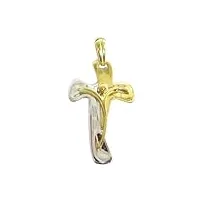damiata gioielli pendentif croix en or jaune et blanc avec christ 453/102, 4x2 cm., or jaune et blanc, non applicable.