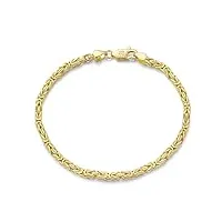 bracelet chaîne maille royale, en argent véritable 925, 23cm, doré, femme fantaisie