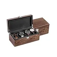 boîte de rangement en bois de noyer pour homme – organisateur marron pour montres mécaniques, bracelets – boîte cadeau, taille 9 x 19 x 19 cm