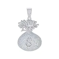 collier avec pendentif en argent sterling 925 et oxyde de zirconium cubique imitation diamant pour homme, métal