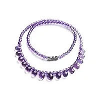 asvil collier ras du cou 5 mm en véritable améthyste naturelle violette en cristal de quartz pour femme
