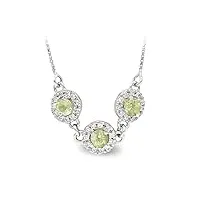 collier or blanc 18k femme trois cercles pierre verte combinée zirconités vénitiennes