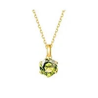 fancime collier en or 14 carats 585 avec pendentif en péridot de 0,6 carat, cadeau d'anniversaire bijoux pour femmes filles, chaîne ajustable: 40 + 5 cm