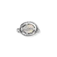 bague ovale en argent sterling 925 oxydé et verre romain antique, croix religieuse, découpe spirale latérale, plus de 12 mm, bijoux cadeaux pour femme