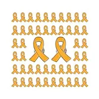 wandic Épingle à ruban doré, 50 pièces Épingles de sensibilisation au cancer de l'enfance avec dos argenté broche à ruban doré pour la décoration de vêtements