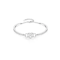 george · smith bracelet infini zircon pour femmes filles, bijoux plaqué argent avec cœur infini cadeaux pour maman épouse saint-valentin anniversaire fête des mères (argent)