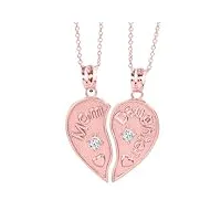 joyara collier pendentif ensemble de 2 cœurs en 9 carat or rose « maman » et « fille » avec zircones cubiques (longueur de chaîne disponible 40 cm – 45 cm – 50 cm – 55 cm) 40 cm