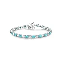 fancime bracelet de tennis pour femme en argent sterling 925 avec pierres précieuses - pierre de naissance - cadeau pour femme et fille - longueur : 18 cm, turquoise
