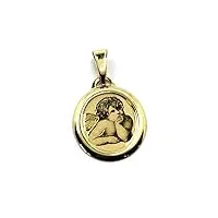 generico pendentif médaille en or jaune 18 k, 750, ange gardien, ovale avec cadres, 15 x 17 mm., 15x17 mm, or, pas de gemme