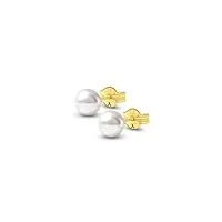 amberta allure boucles d'oreilles pour femme avec perles de culture en or 9 carat: clous d'oreilles avec perle 5-5.5 mm
