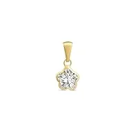 amberta allure pendentif avec zircone pour femme en or 9 carats: pendentif fleur avec zircone