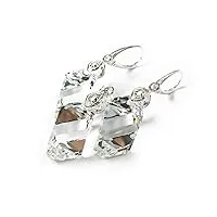 arande cristaux originaux beau ensemble unique de boucles d'oreilles chaîne pendentif cristal argent sterling 925 certificat