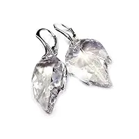 arande cristaux originaux beau ensemble unique de boucles d'oreilles pendentif avec plateau en cristal de chaîne en argent sterling 925 certificat
