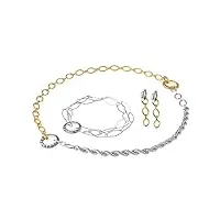 ernstes design parure de bijoux s004 en acier inoxydable avec bracelet, boucles d'oreilles, collier plaqué or
