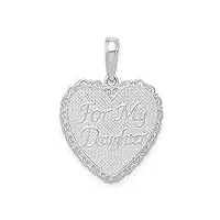jewelryweb pendentif réversible en or blanc 14 carats avec pendentif en forme de cœur pour ma fille mesure 20,5 x 15,75 mm de large, or blanc
