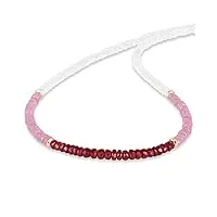 gemstone couture collier de perles en saphir rose naturel et rubis pour femmes, perles de pierres précieuses faites à la main, bijoux en argent sterling 925, 50cm
