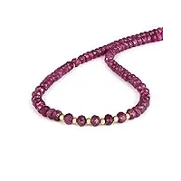 gemstone couture collier de perles de rubis naturel, bijoux en pierre semi-précieuse faits à la main en argent sterling 925 pour femmes - 50 cm