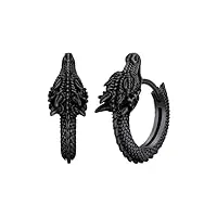 silvercute 11,3mm boucle d'oreille homme dragon vintage anneau rond boucles d'oreilles femme ou homme argent 925