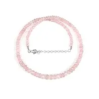 gemstone couture collier de perles de morganite naturelle, bijoux de perles de pierres précieuses en argent sterling 925 faits à la main pour femmes - 50 cm