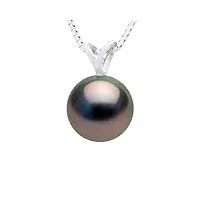 pearls & colors - collier perle de culture de tahiti ronde - qualité a + - or 750 millièmes (18 cts) - chaîne offerte - bijou femme